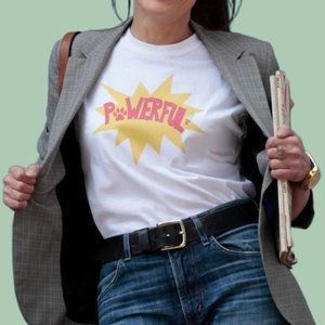 Women's Graphic Print Tee White Crew Neck Cotton T-Shirt, Size Medium